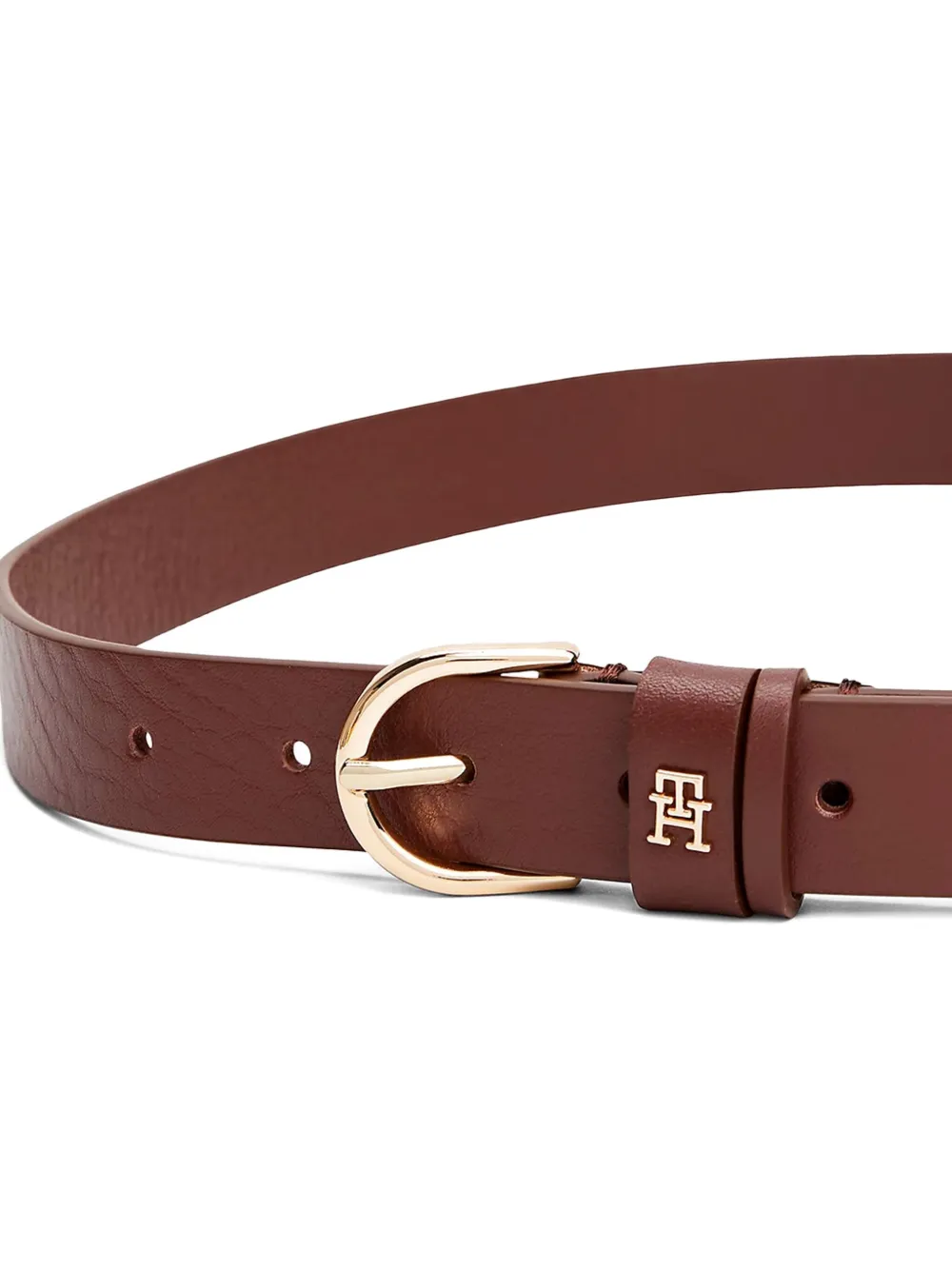 Tommy Hilfiger Leren riem met logoplakkaat Bruin