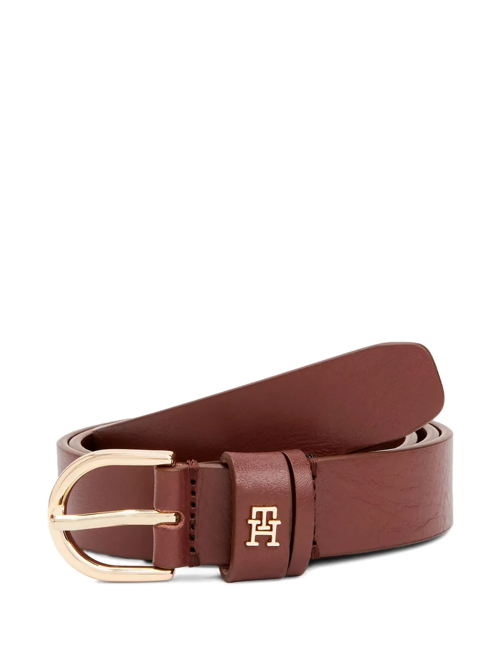 Tommy Hilfiger Leren riem met logoplakkaat Bruin