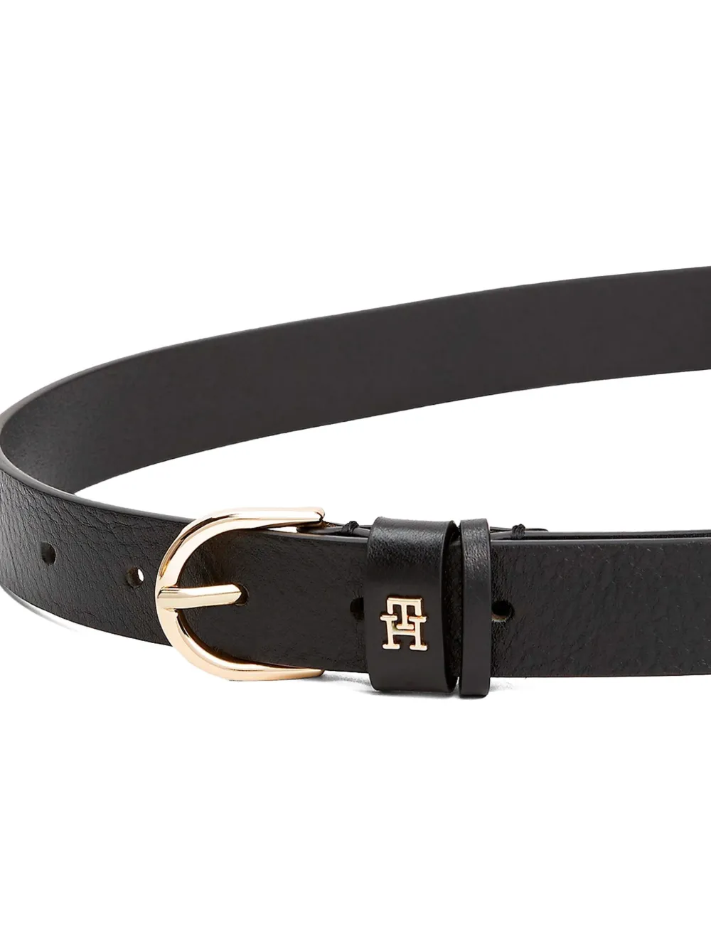 Tommy Hilfiger Leren riem met logoplakkaat Zwart