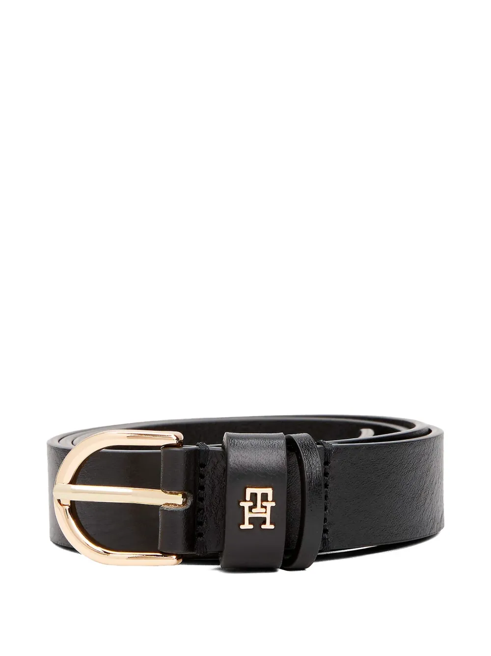 Tommy Hilfiger Leren riem met logoplakkaat Zwart