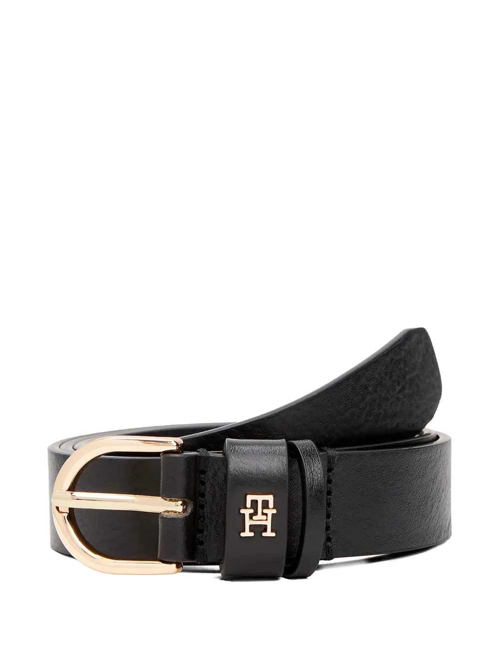 Tommy Hilfiger Leren riem met logoplakkaat Zwart