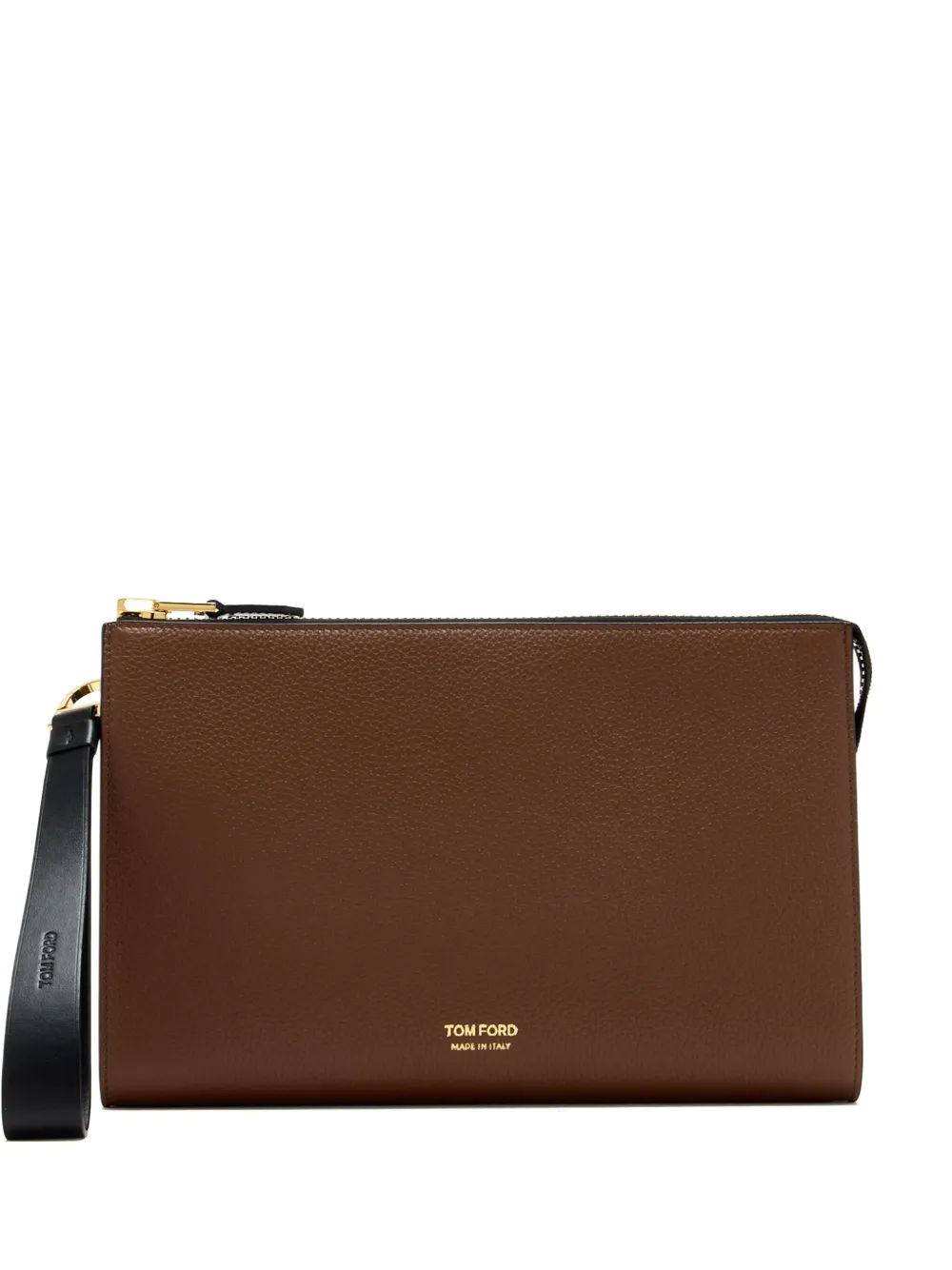 TOM FORD zip-top leather clutch bag | Brown | Image 1