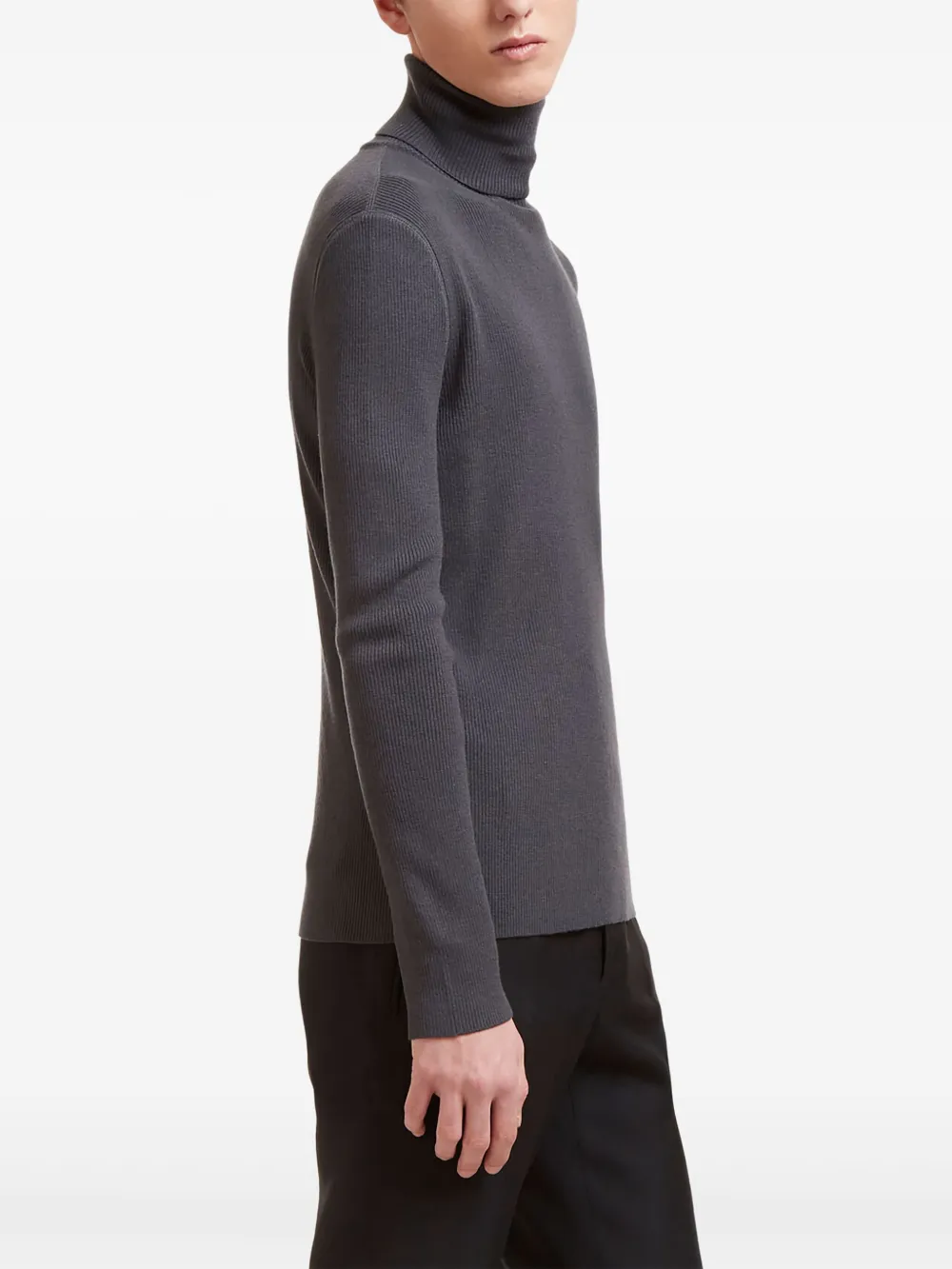 Aiezen Ribbed Turtleneck Sweater In Gray