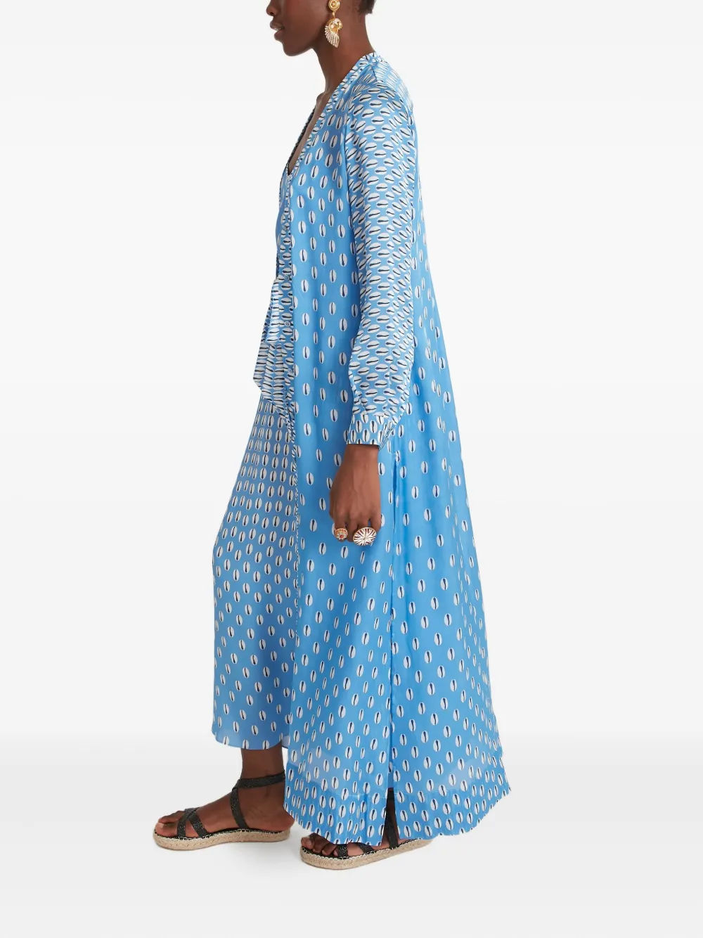 Temperley London Zijden jas met print Blauw