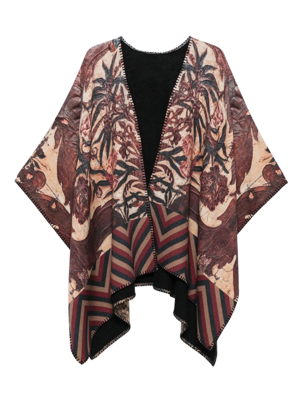 Pierre-Louis Mascia Wollen poncho met print Bruin