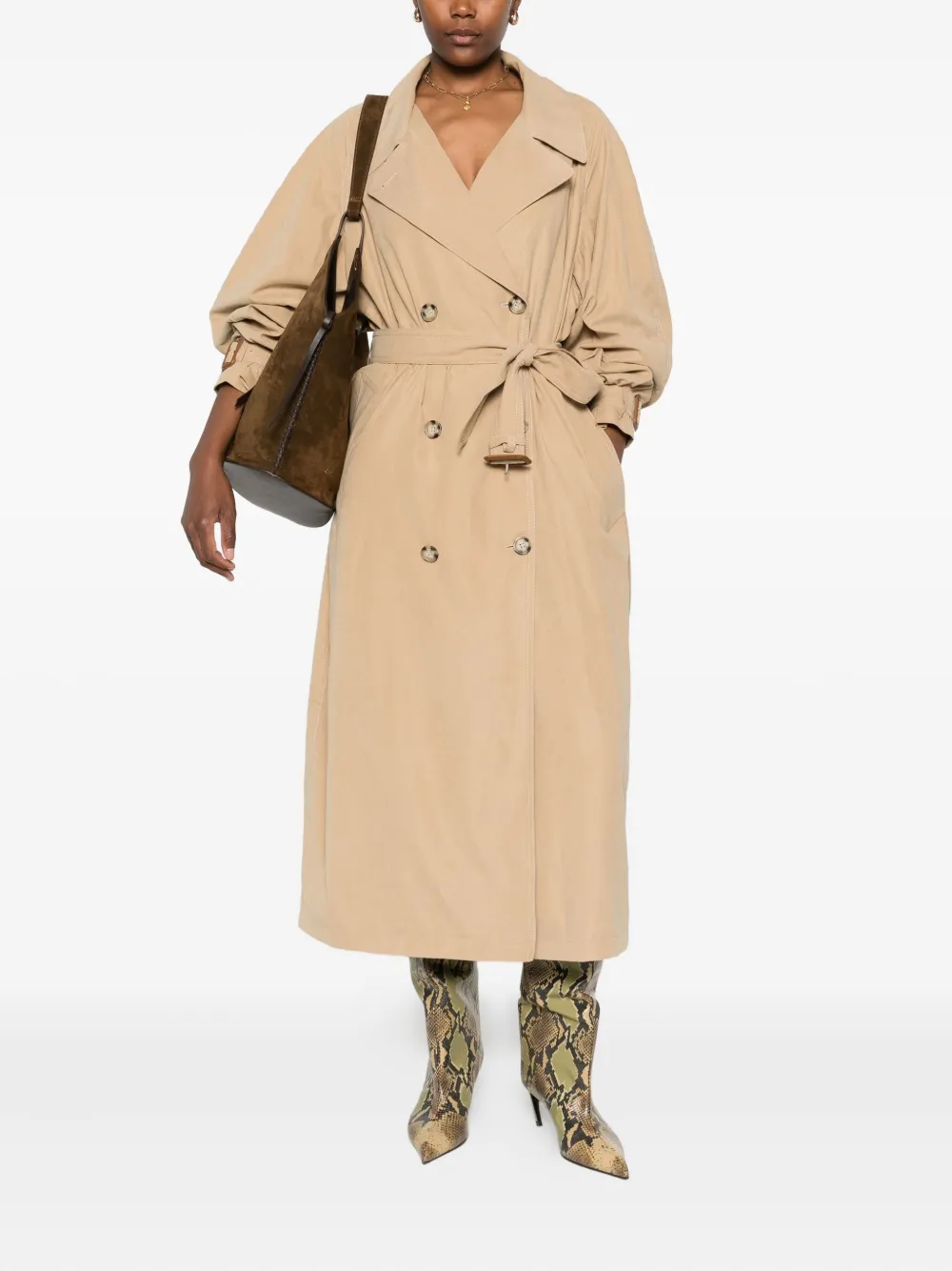 ISABEL MARANT Elea trenchcoat met ceintuur en dubbele rij knopen Beige