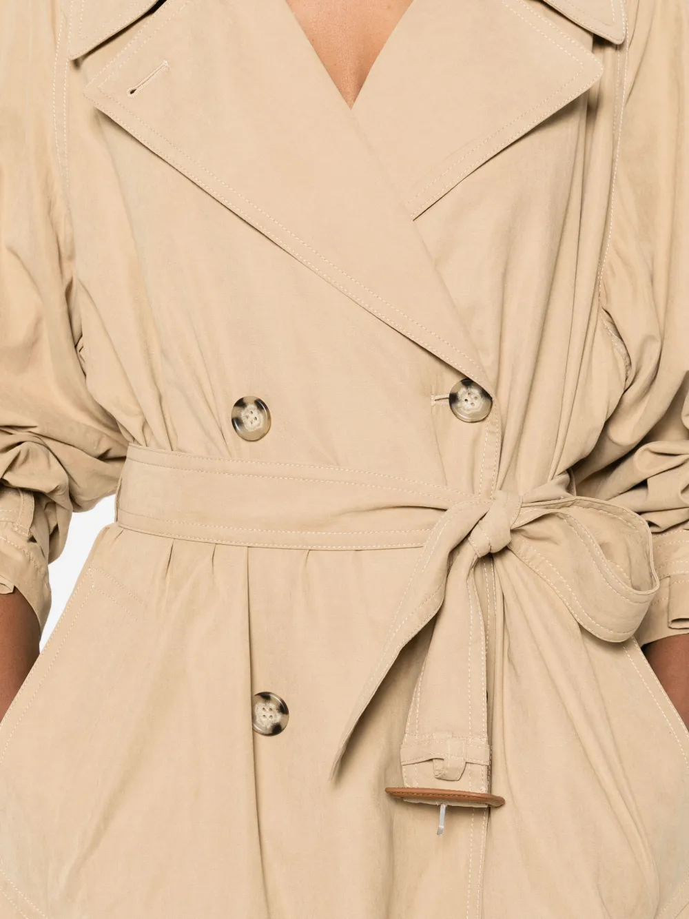 ISABEL MARANT Elea trenchcoat met ceintuur en dubbele rij knopen Beige