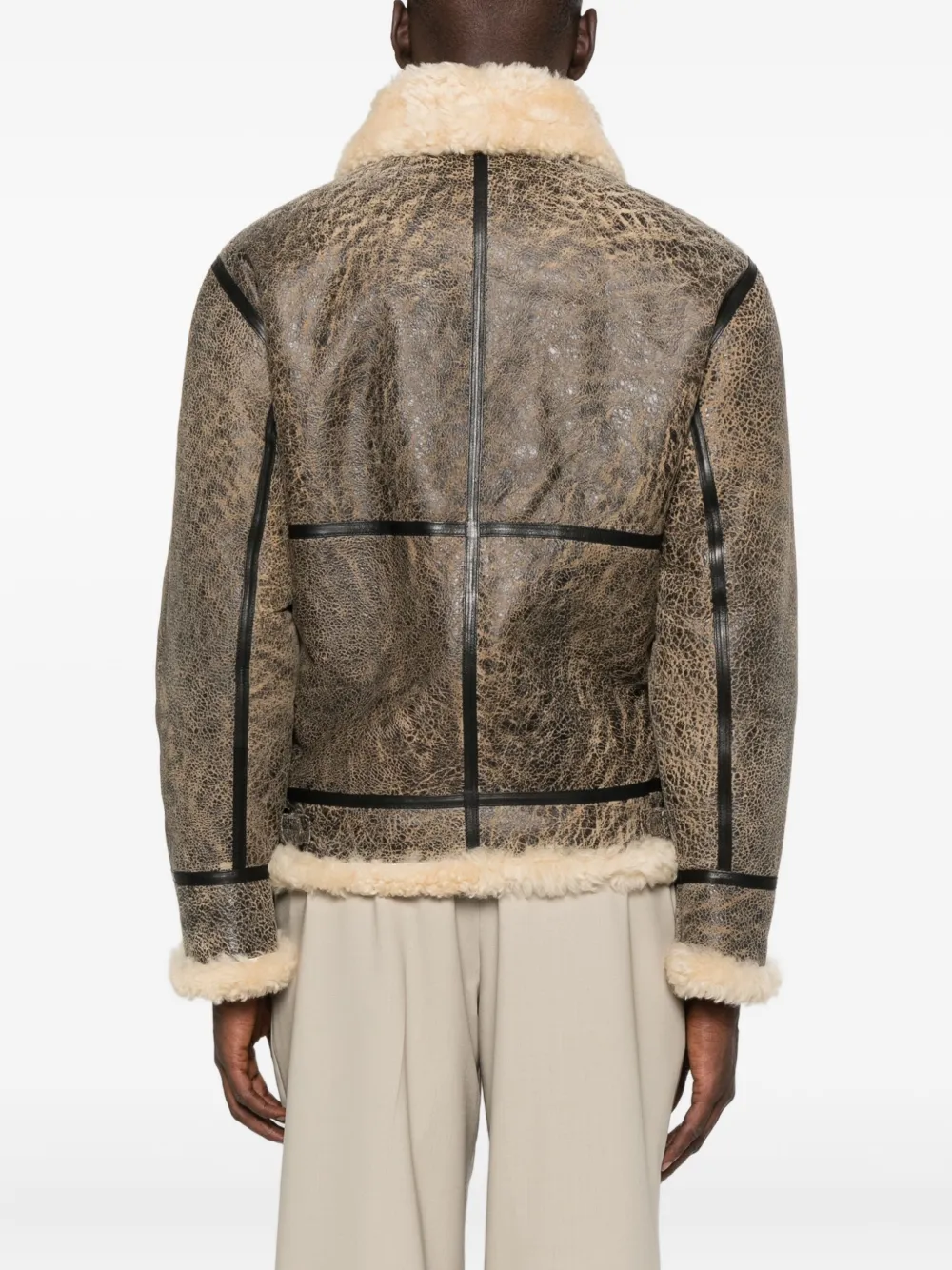 P.a.r.o.s.h Giubbotto Shearling Zip-front Leather Jacket In Brown