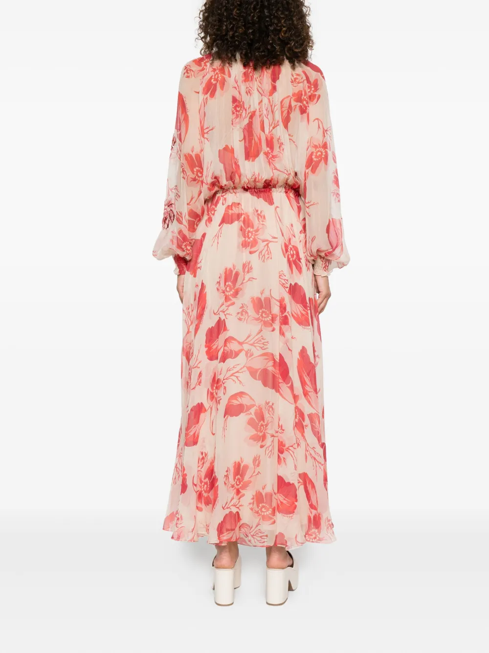 FENDI Maxi-jurk met bloemenprint Beige