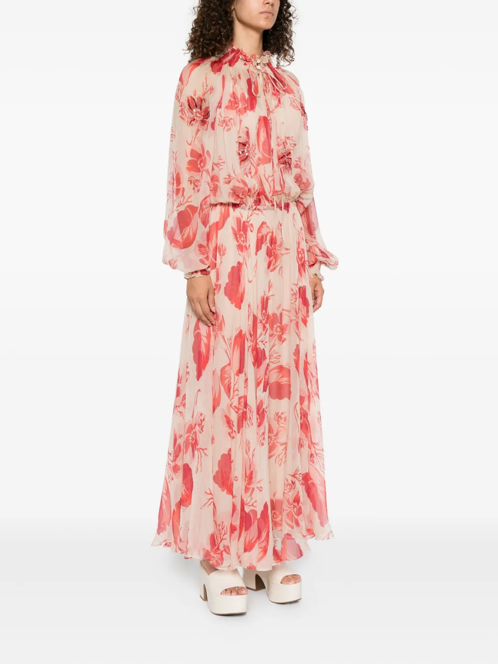 FENDI Maxi-jurk met bloemenprint Beige