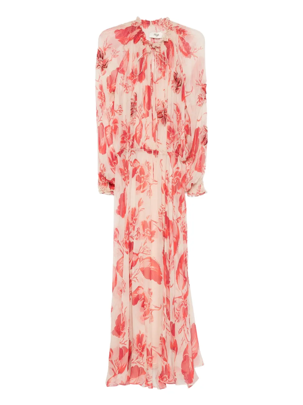FENDI Maxi-jurk met bloemenprint Beige
