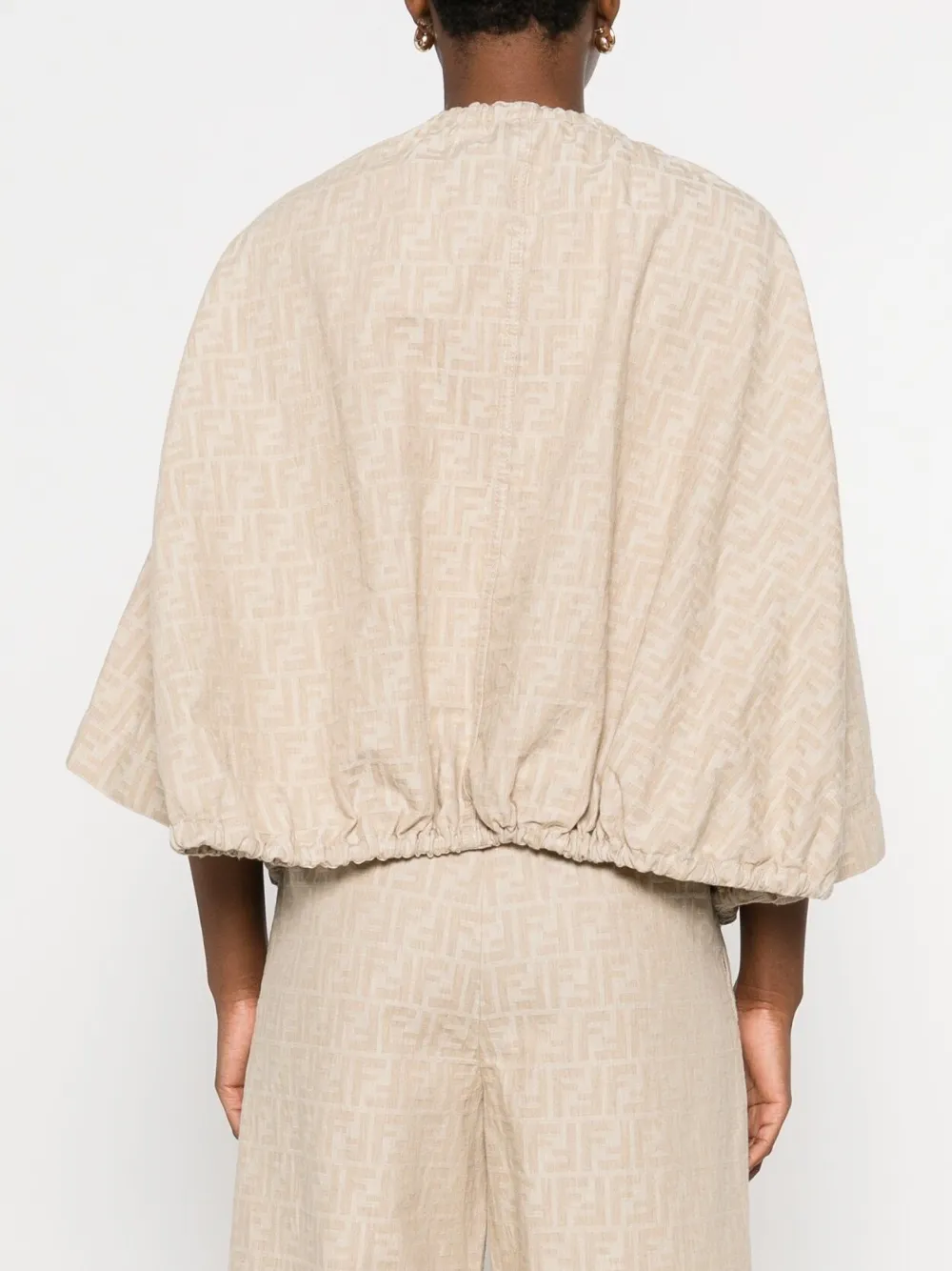 FENDI Jack met trekkoord en FF-jacquard Beige