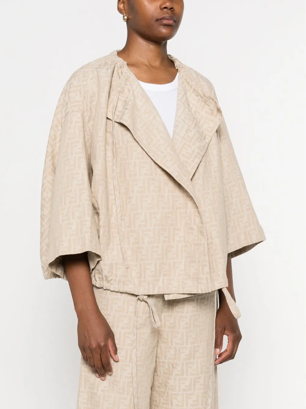 FENDI Jack met trekkoord en FF-jacquard Beige