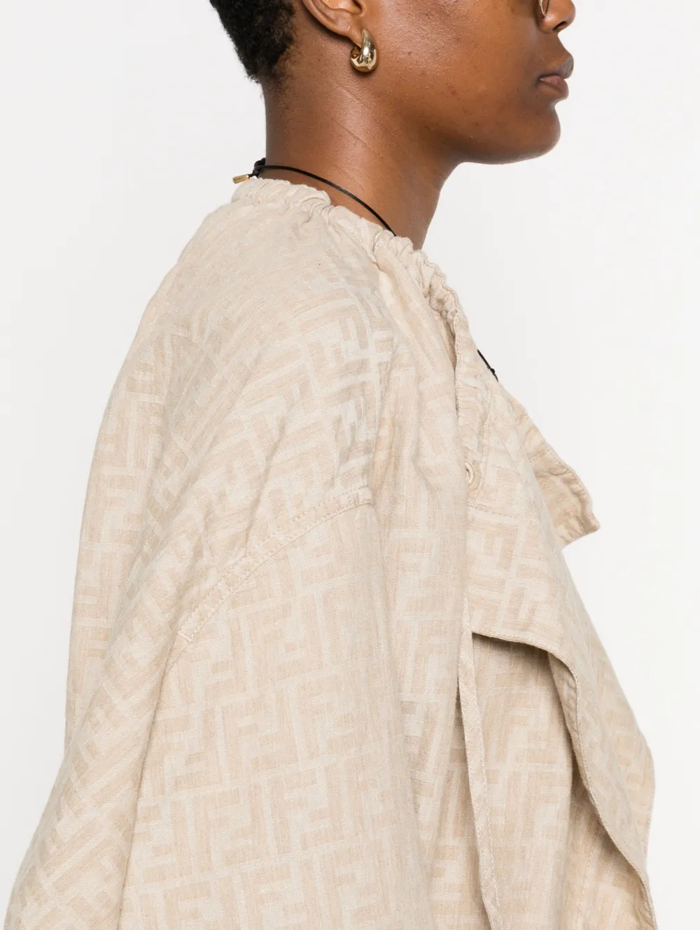 FENDI Jack met trekkoord en FF-jacquard Beige