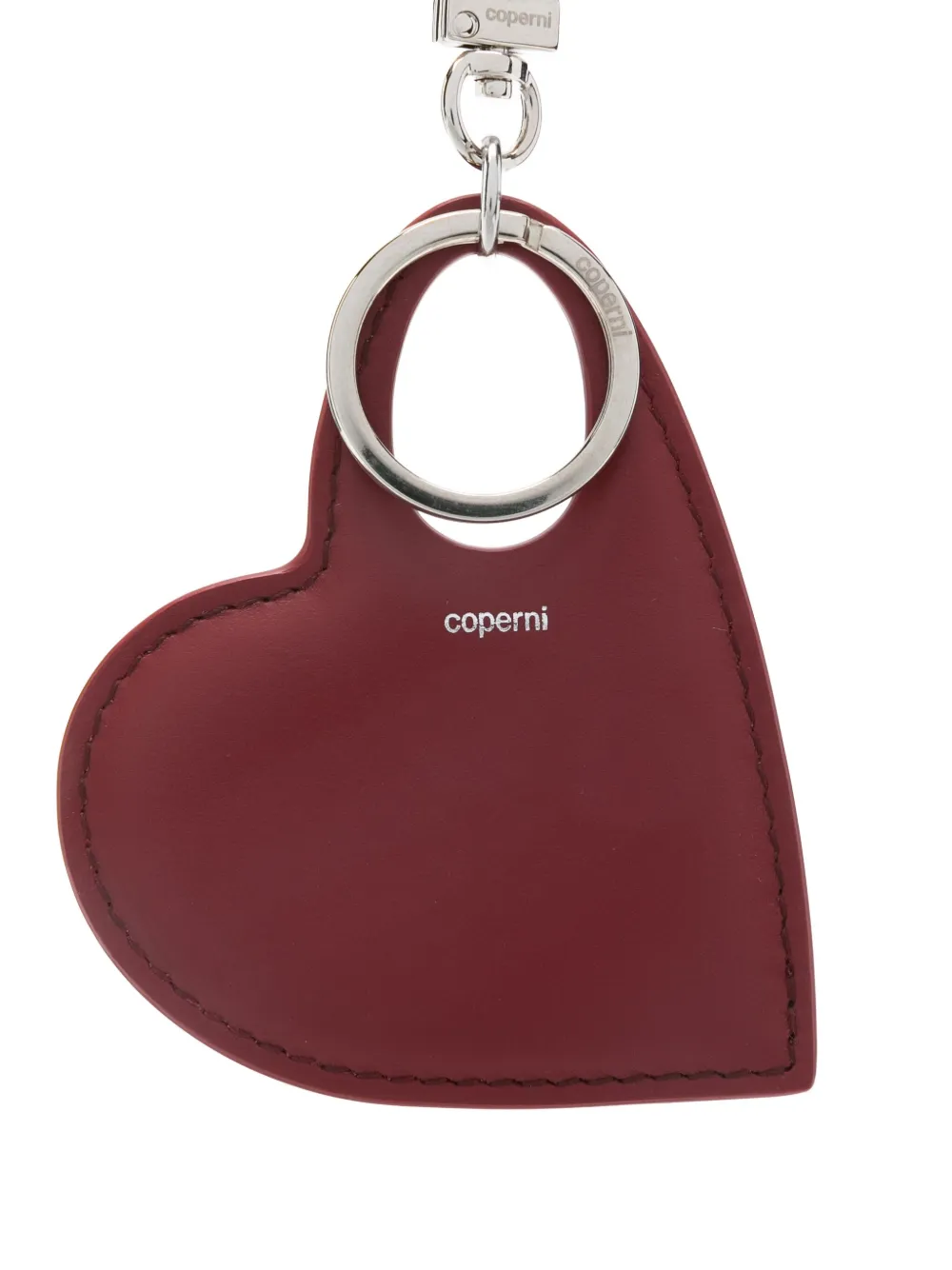 Coperni Heart-shape Leather Keyring In Burgundy
