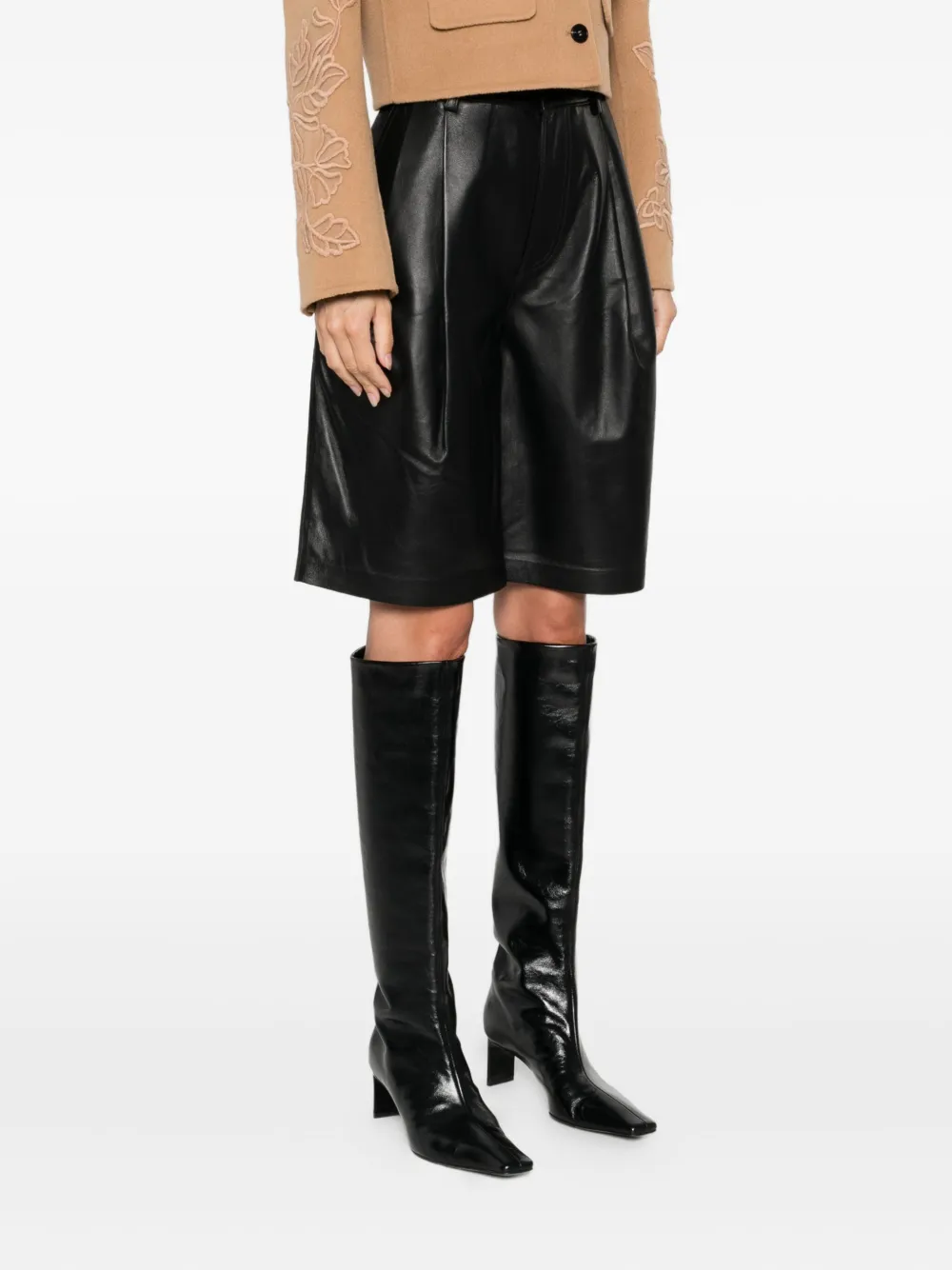 Michael Kors Leren shorts Zwart