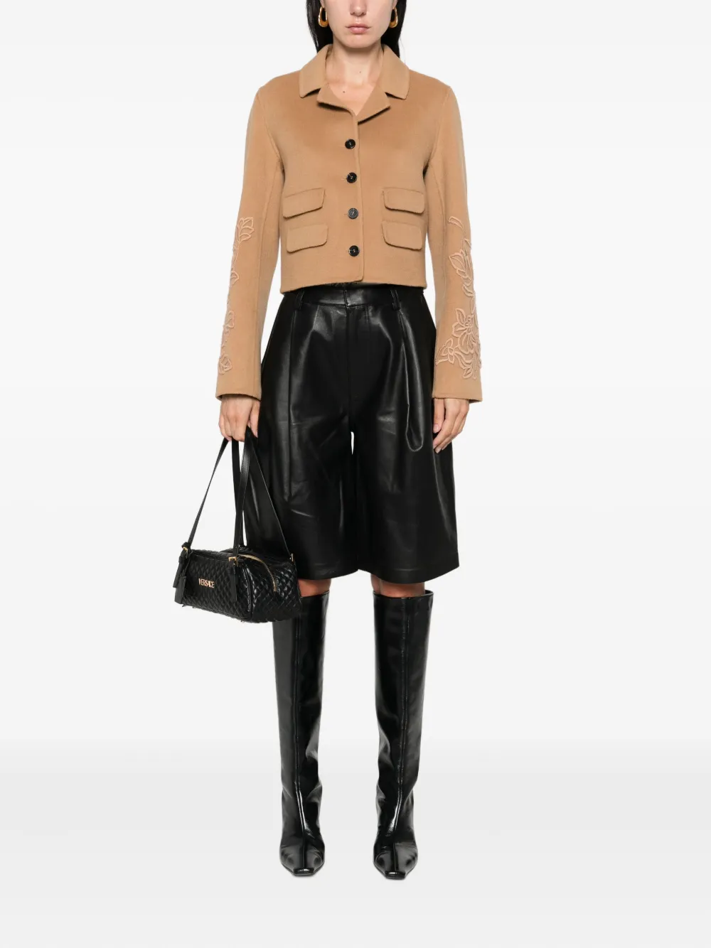 Michael Kors Leren shorts Zwart