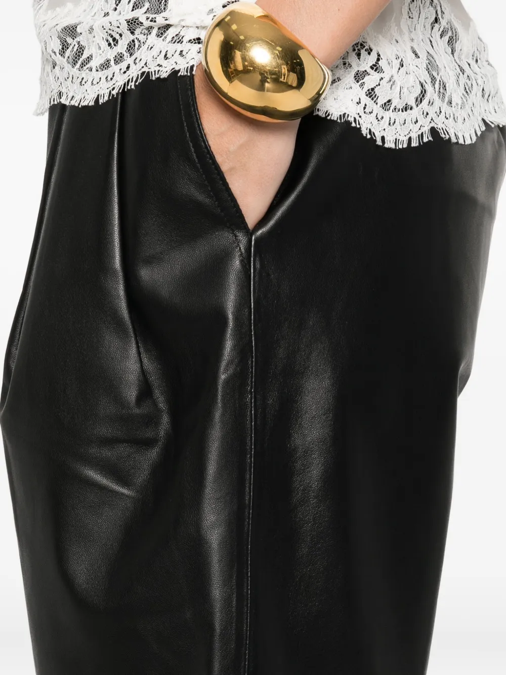 Michael Kors Leren shorts Zwart