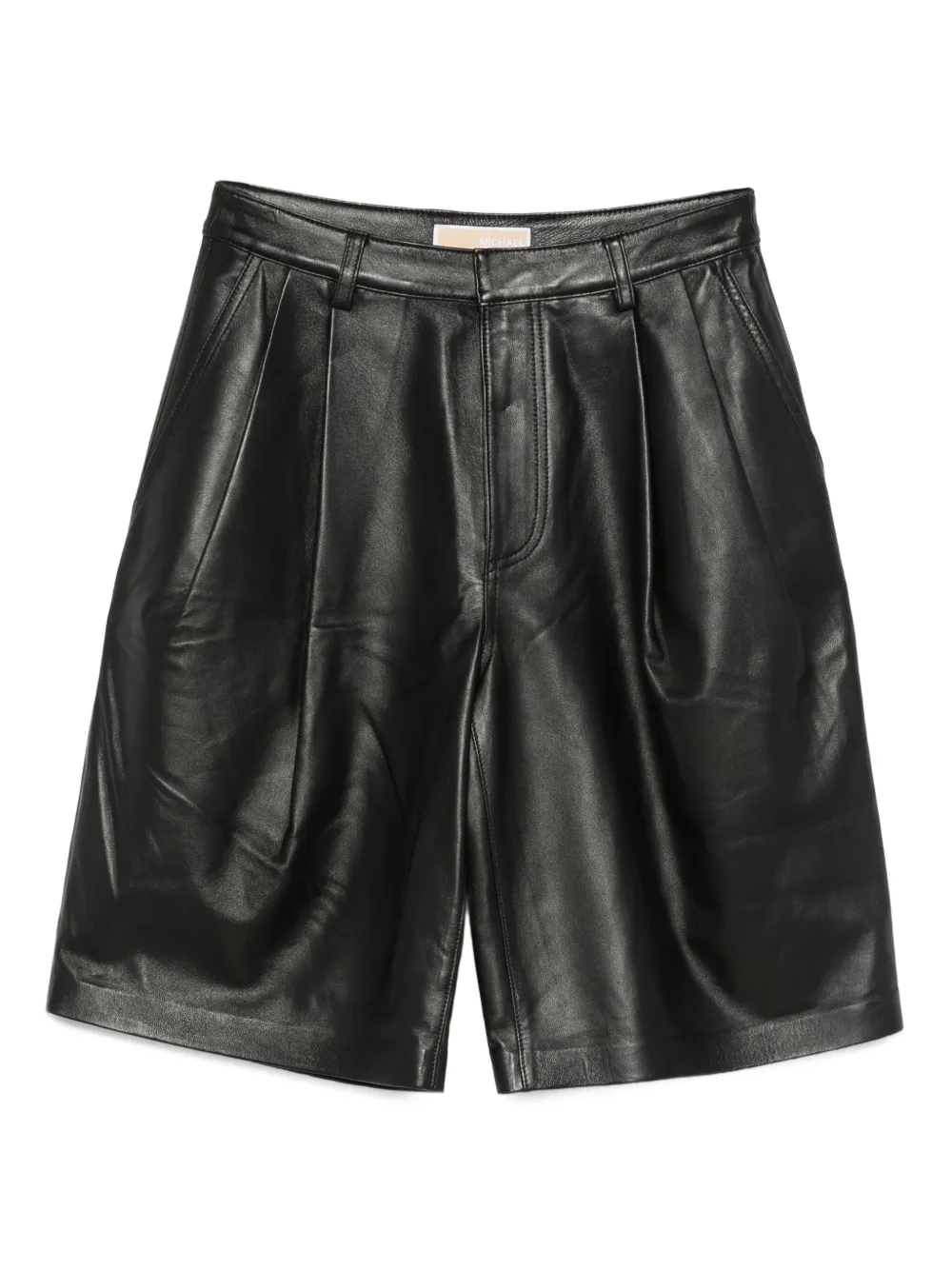 Michael Michael Kors Pleat-detail Leather Shorts In Black