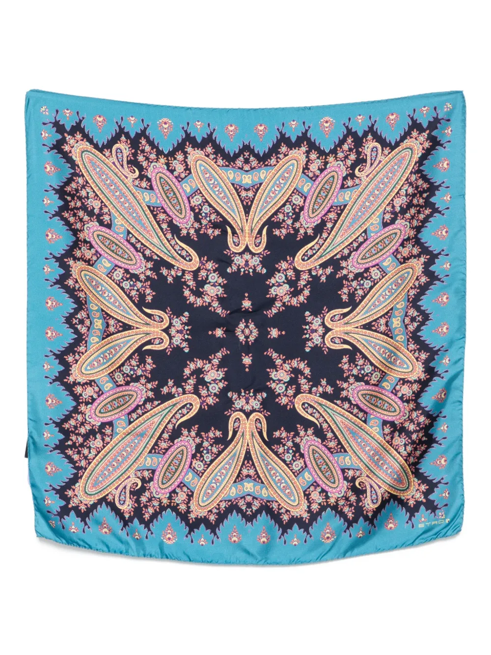 ETRO paisley-pattern silk scarf Blauw