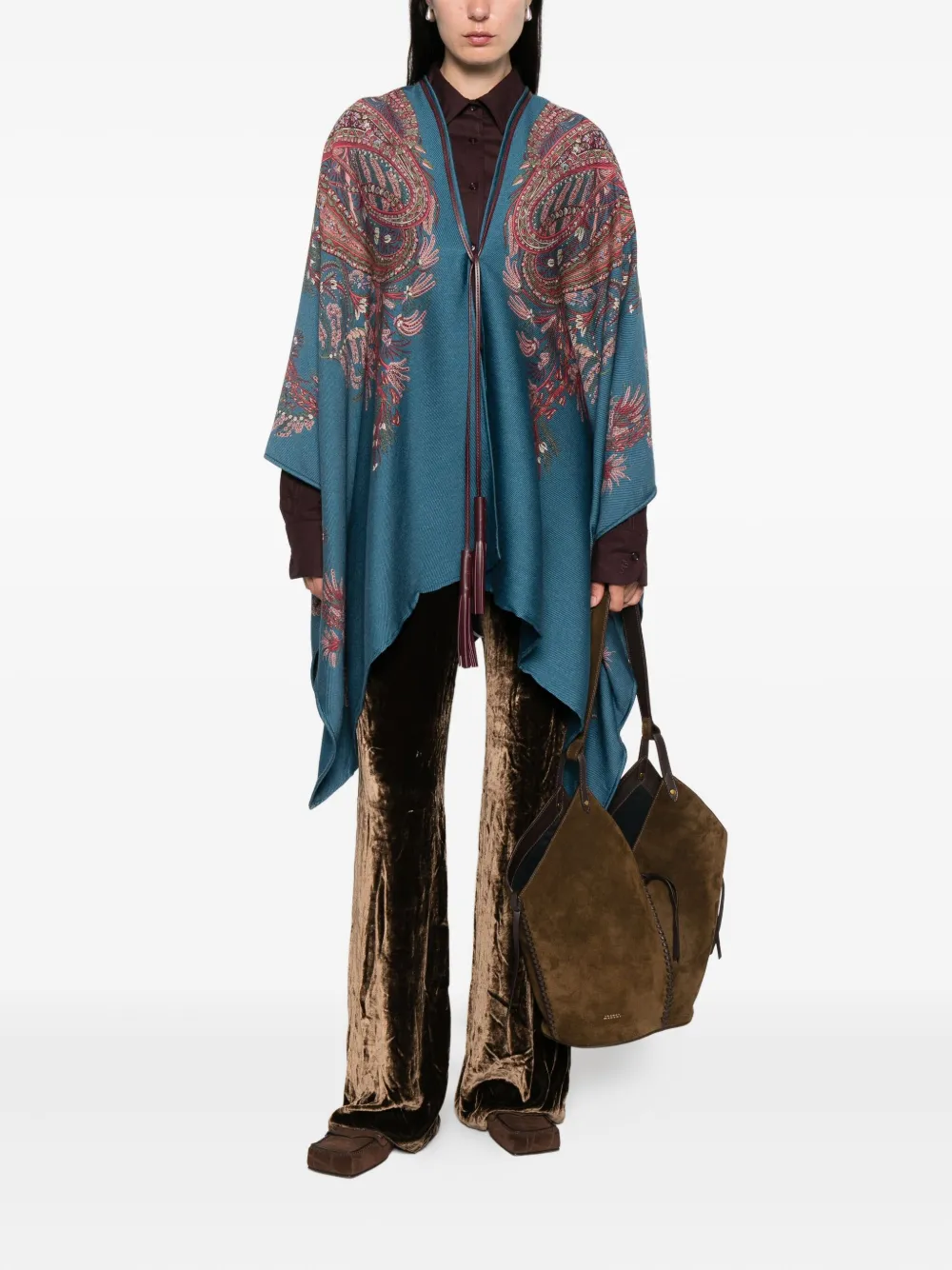 ETRO Poncho met paisley-print Blauw