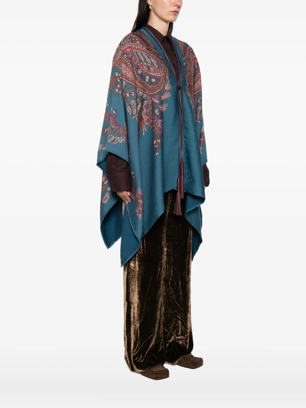 ETRO Poncho met paisley-print Blauw