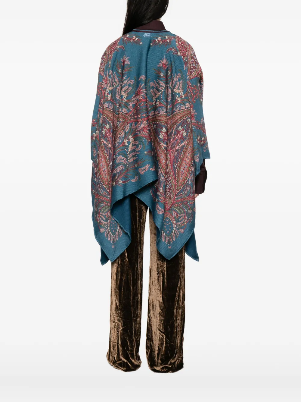 ETRO Poncho met paisley-print Blauw