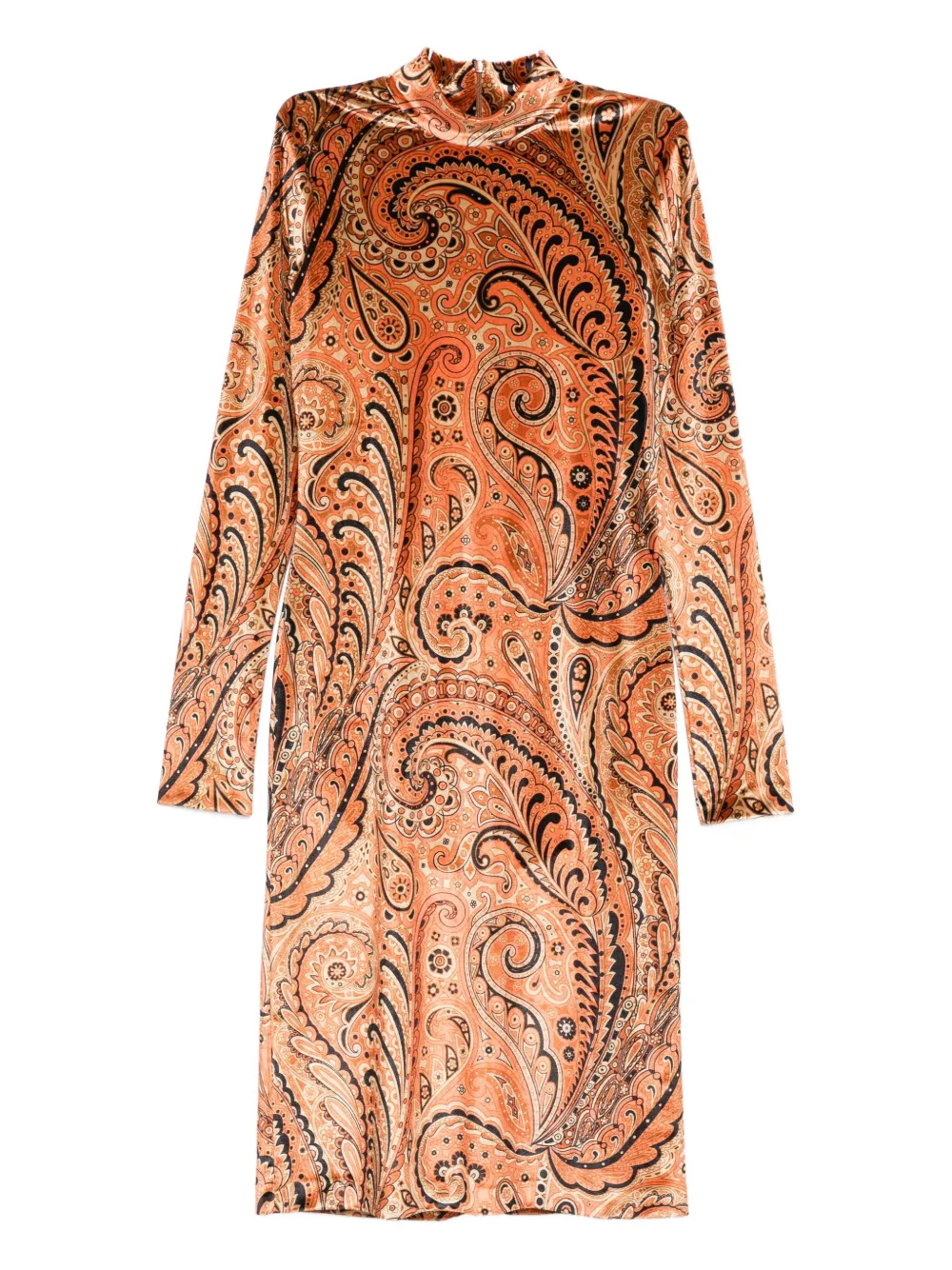 ETRO Midi-jurk met paisley-print en gedrapeerde hals Beige