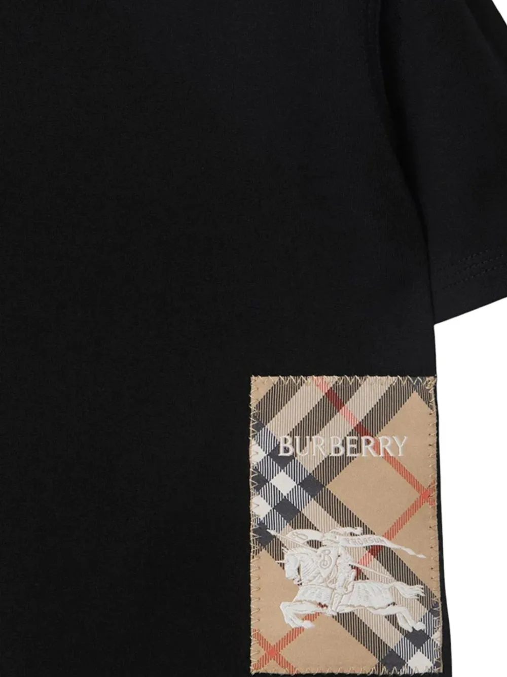 Burberry Kids T-shirt met geruite patch Zwart