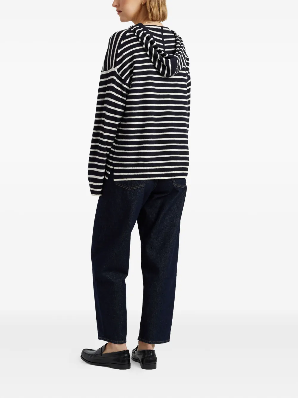 Chinti & Parker Breton Heart Striped Hoodie In Blue