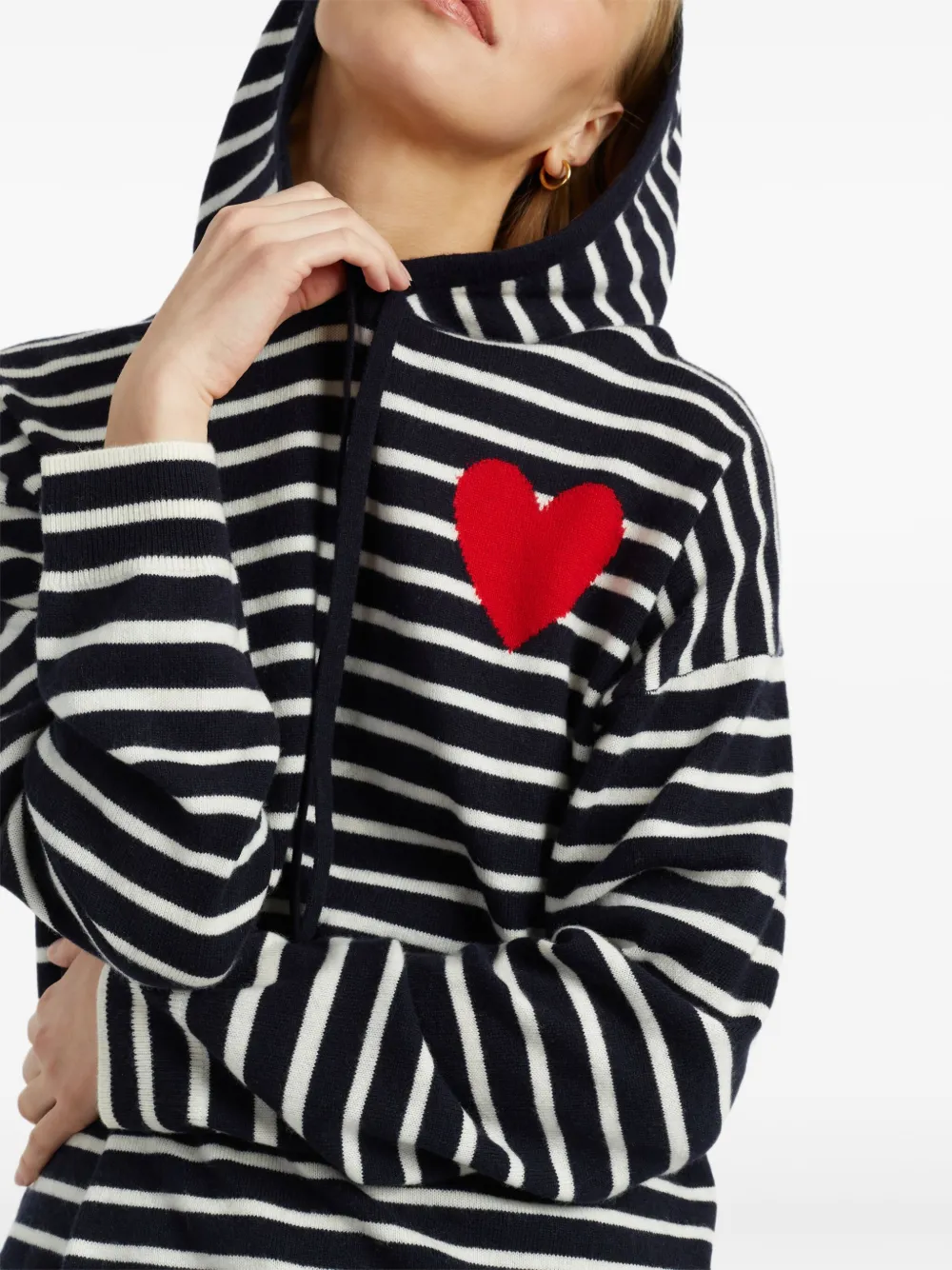 Chinti & Parker Breton Heart Striped Hoodie In Blue