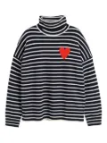 Chinti & Parker heart-detail striped roll-neck jumper - Black