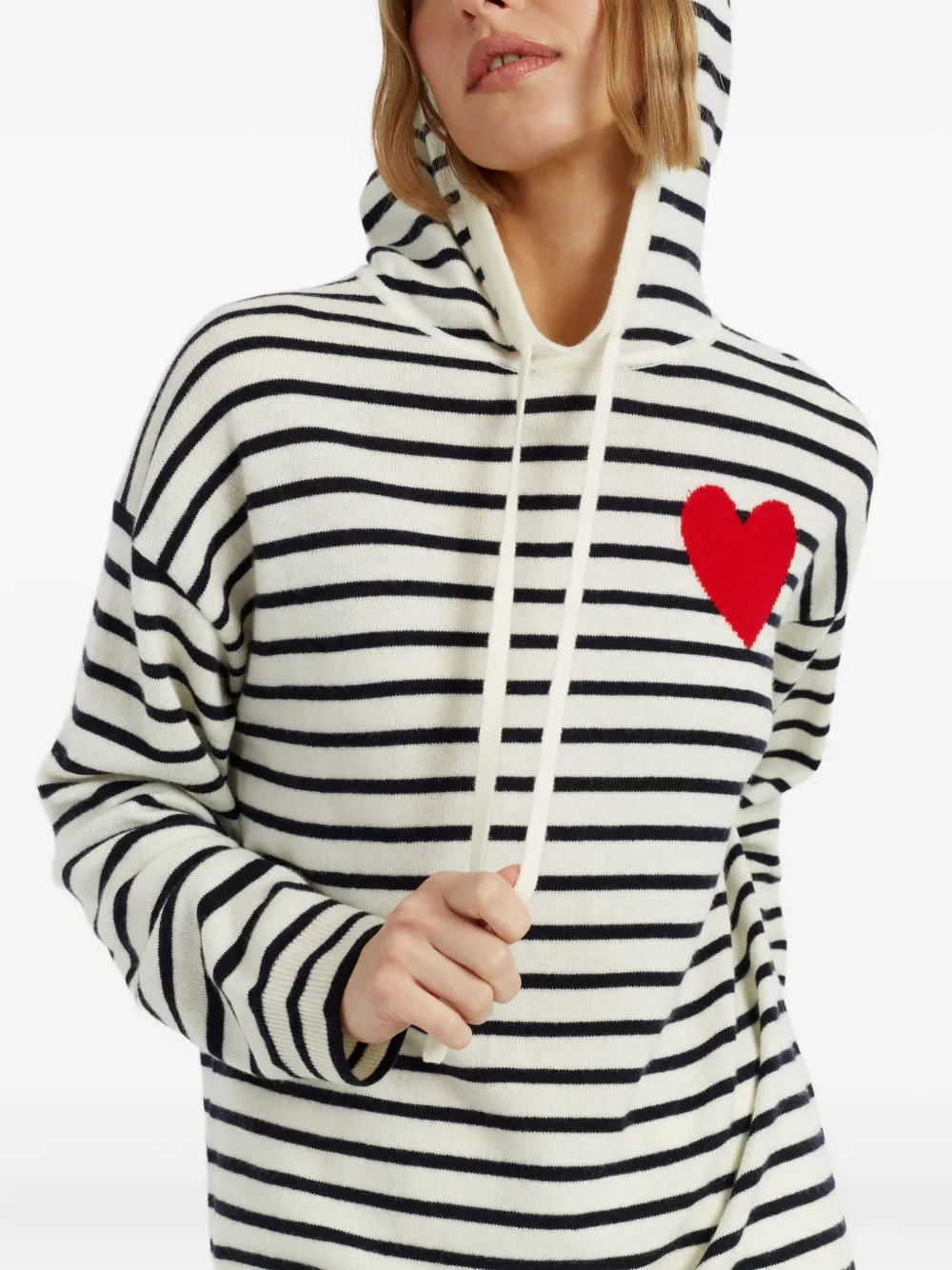 Chinti & Parker Breton Heart Striped Hoodie In Multi