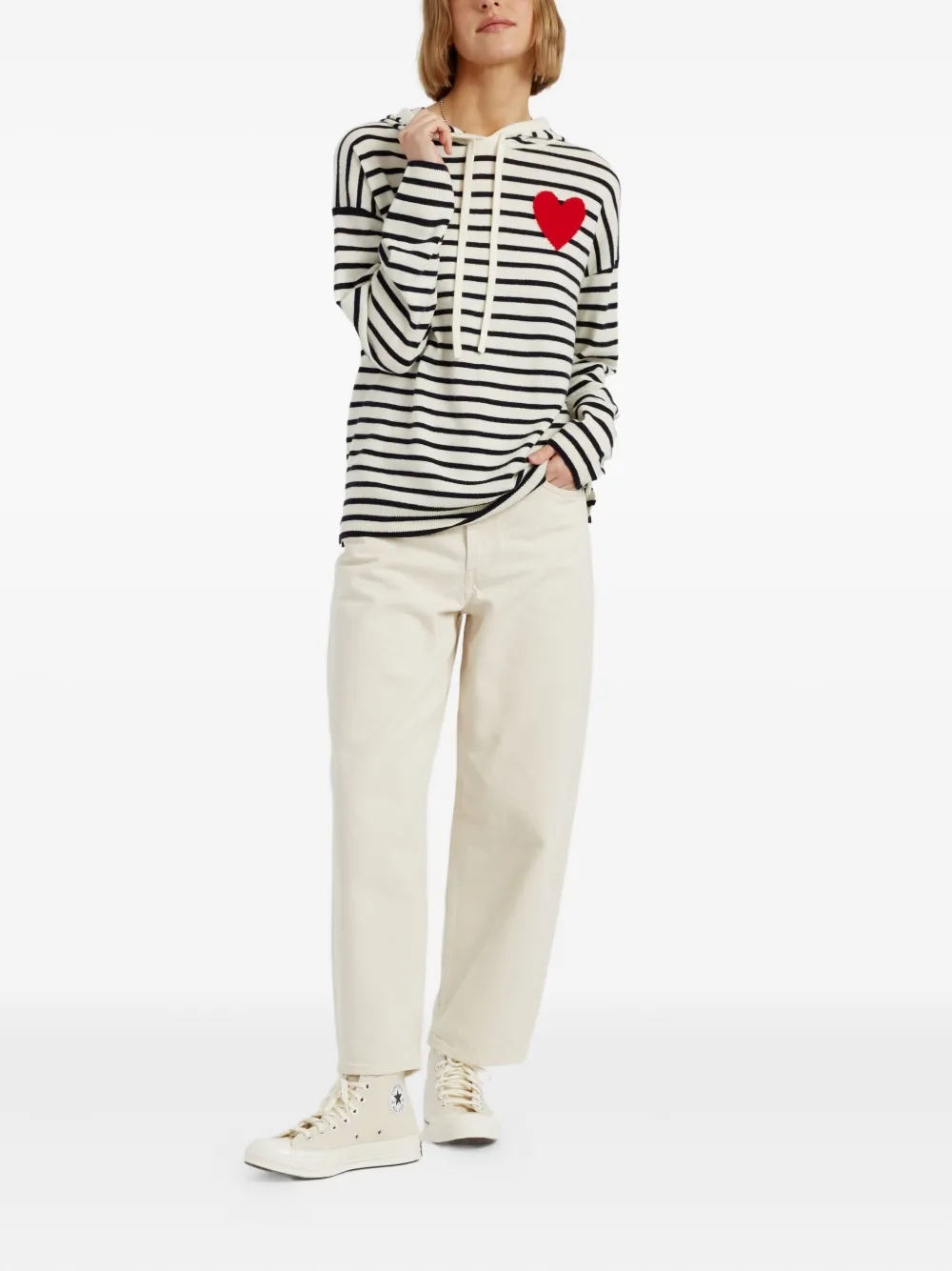 Chinti & Parker Breton Heart gestreepte hoodie - Beige
