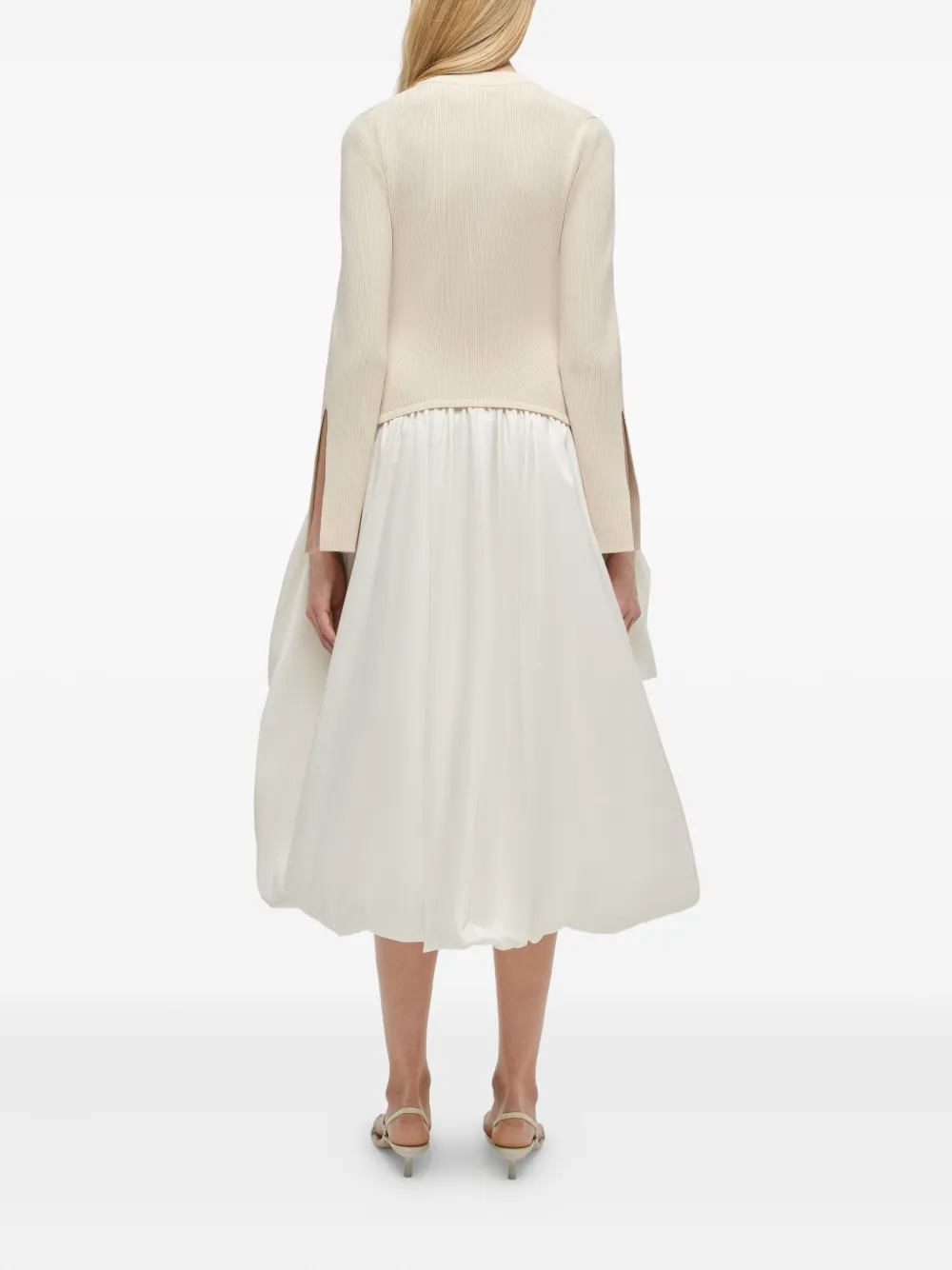 Simkhai Gebreide midi-jurk met ballonrok Beige