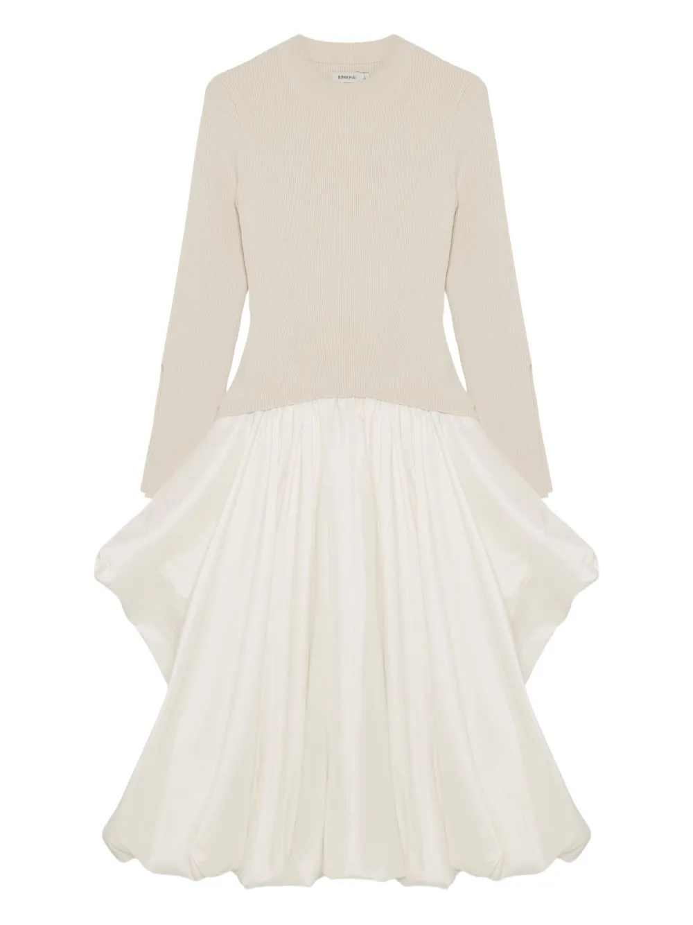 Simkhai Gebreide midi-jurk met ballonrok Beige