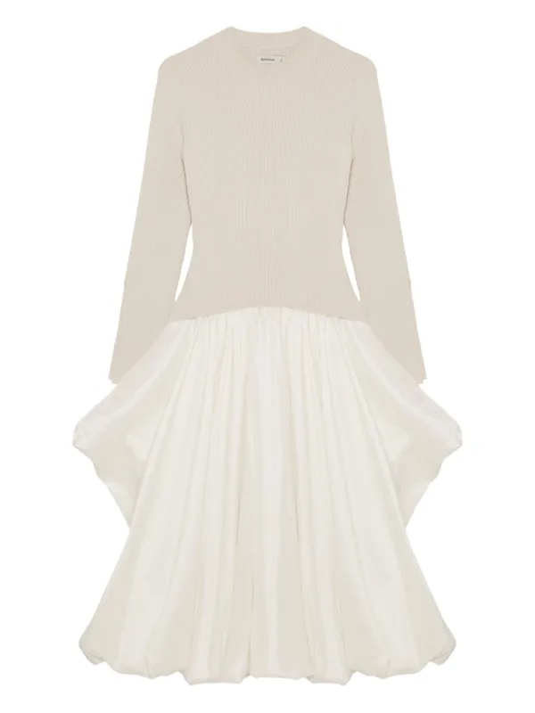 Simkhai Knit-top Balloon-skirt Midi Dress in Neutrals