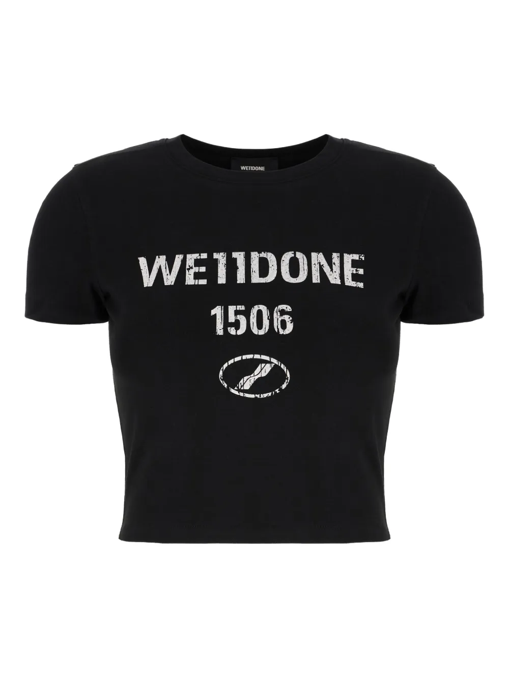 We11done Cropped T-shirt met logoprint Zwart