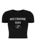 We11done logo-print cropped T-shirt - Black