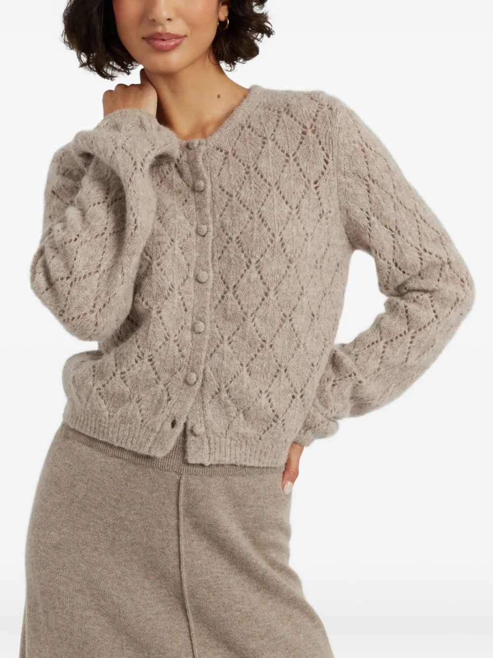 Chinti & Parker Wool Blend Cardigan In Neutral
