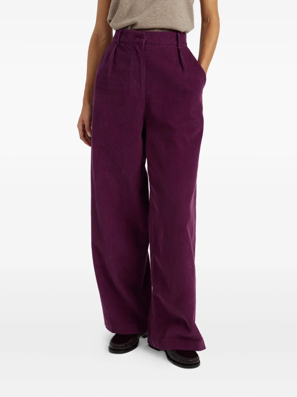 Chinti & Parker Pleated Corduroy Trousers In Purple