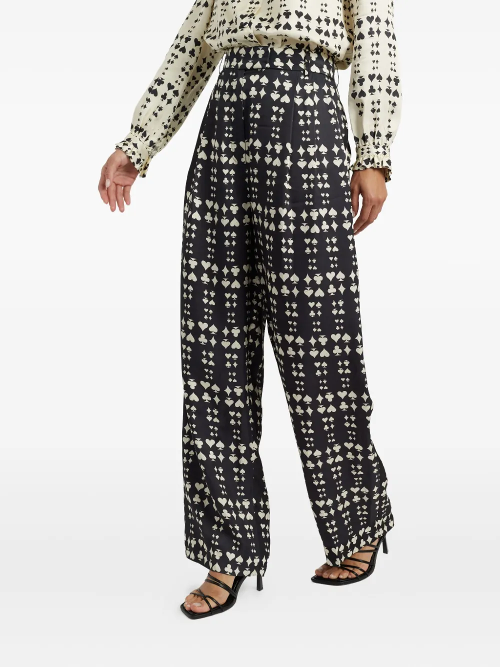 Chinti & Parker Playing-card Print Pleated Trousers In Black