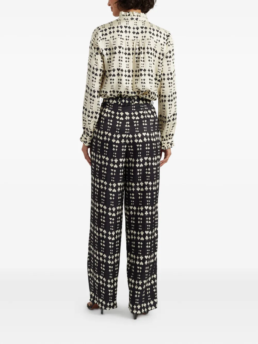 Chinti & Parker Playing-card Print Pleated Trousers In Black
