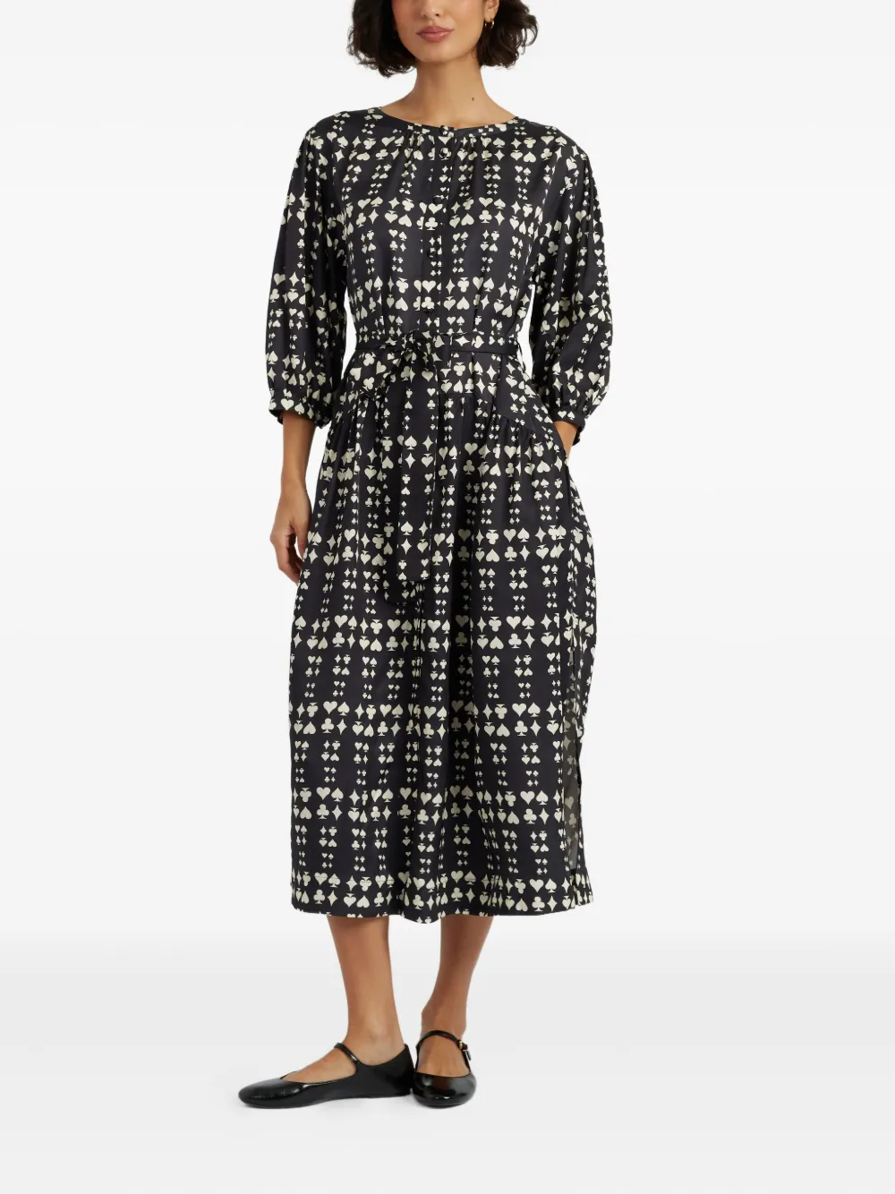 Chinti & Parker Midi-jurk met print en ceintuur - Zwart