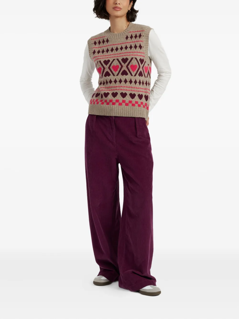 Chinti & Parker Heart-pattern Wool Knit Vest In Brown