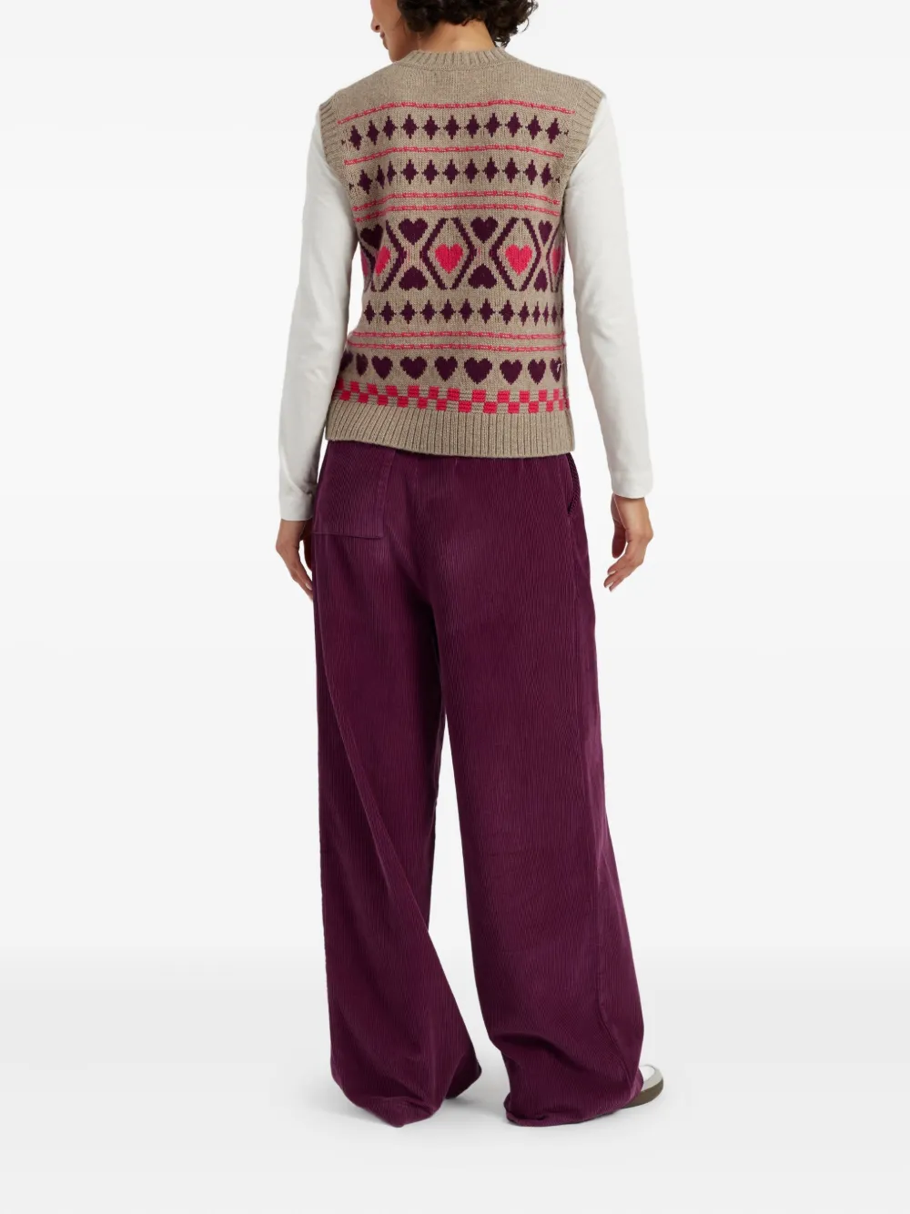 Chinti & Parker Heart-pattern Wool Knit Vest In Brown