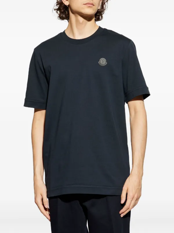 Moncler logo-patch Cotton t-shirt | Blue | FARFETCH TR