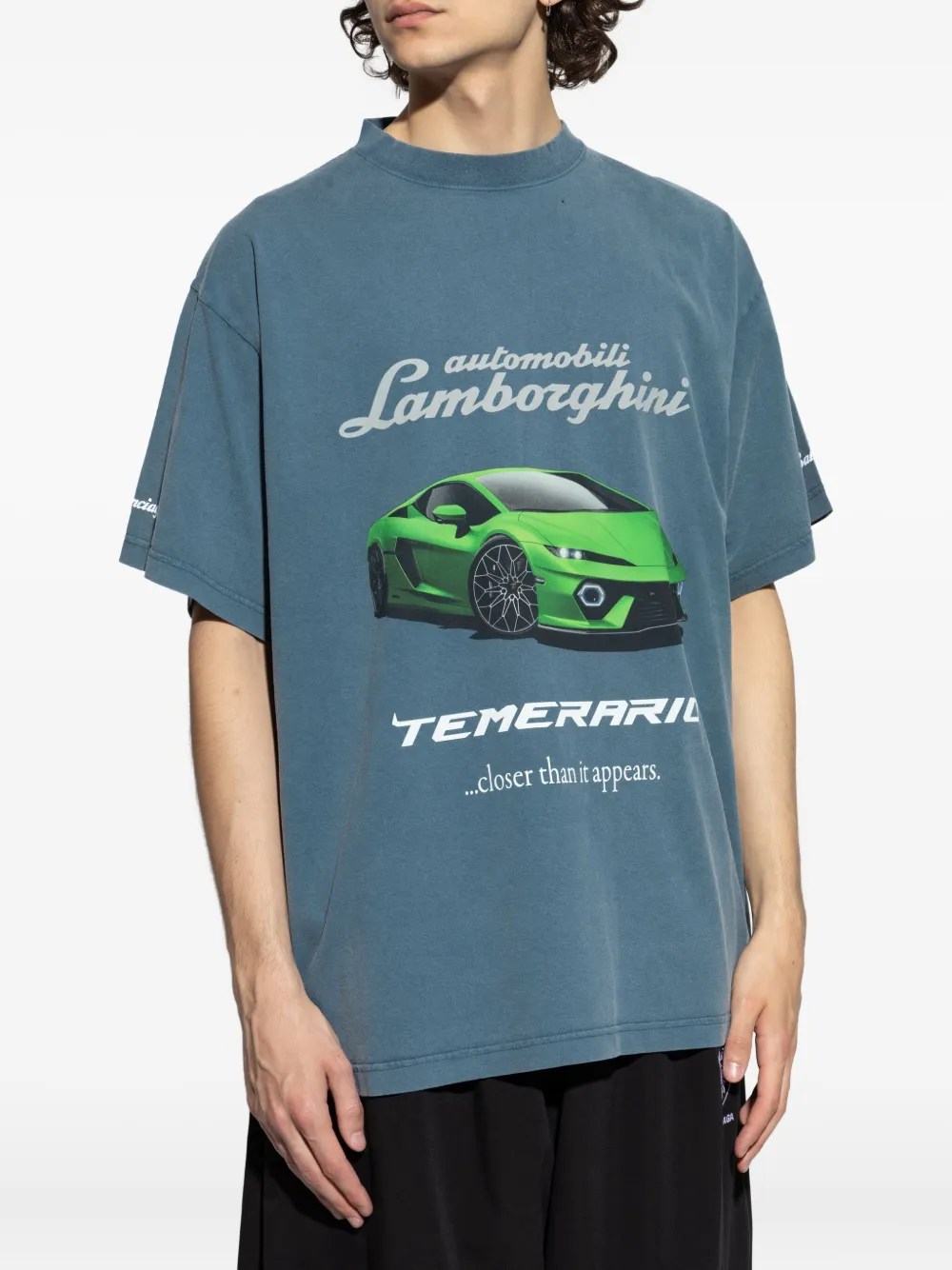 Balenciaga x Automobili Lamborghini T-shirt met grafische print Blauw