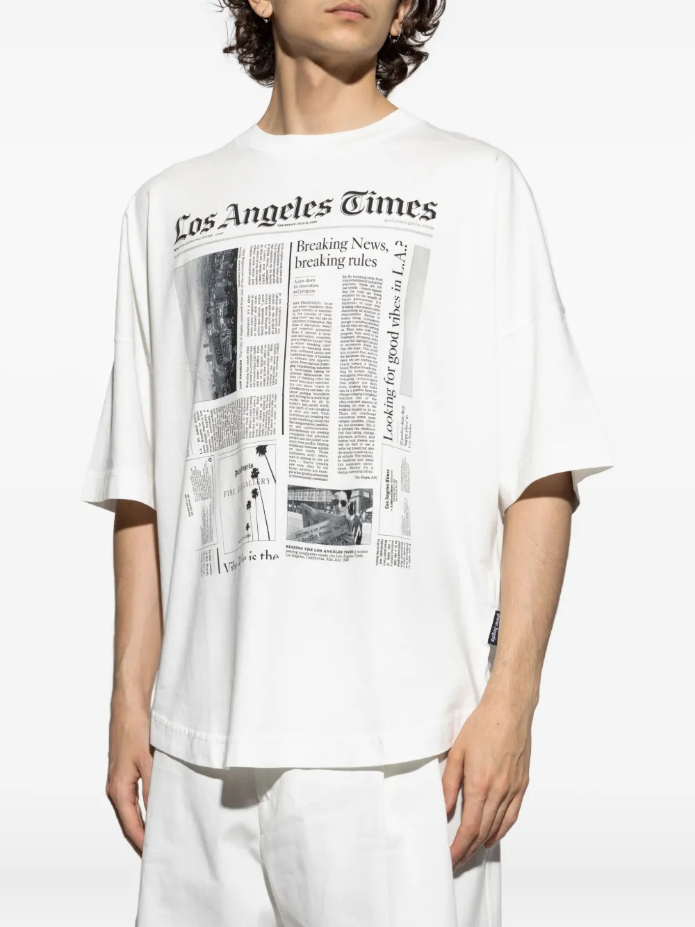 Palm Angels T-shirt met krantenprint Wit