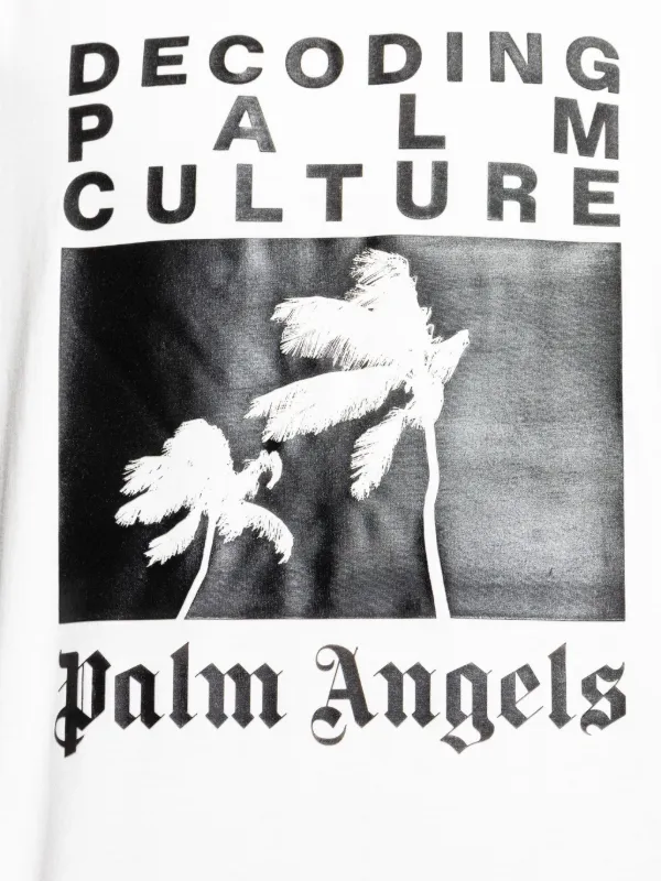 【関税・送料込み】Palm Angels Palm tree print T-shirt Palm Angels palm-tree Print T-shirt | White | FARFETCH